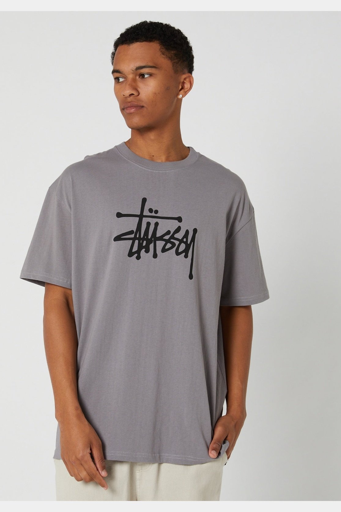 STUSSY - stock chest ss tee - grey