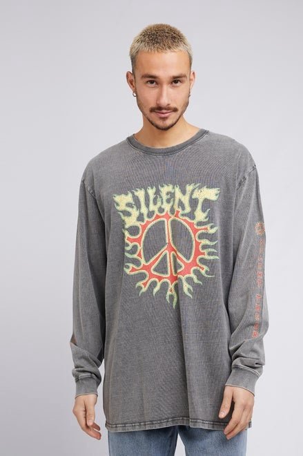 Silent theory burnt l/s tee charcoal