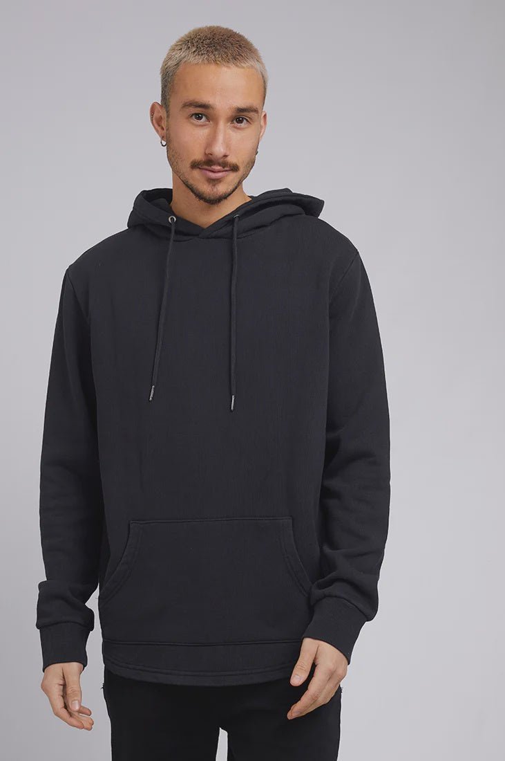 Silent theory curved hem hoody - washed black