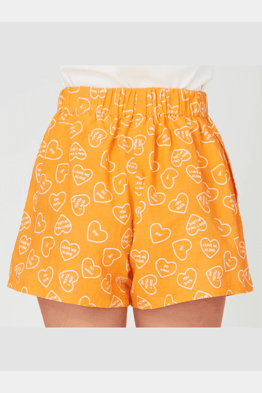 Summi summi linen shorts - orange dumb love print