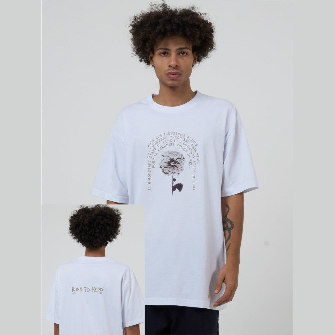THRILLS Flux arc oversize fit tee - White