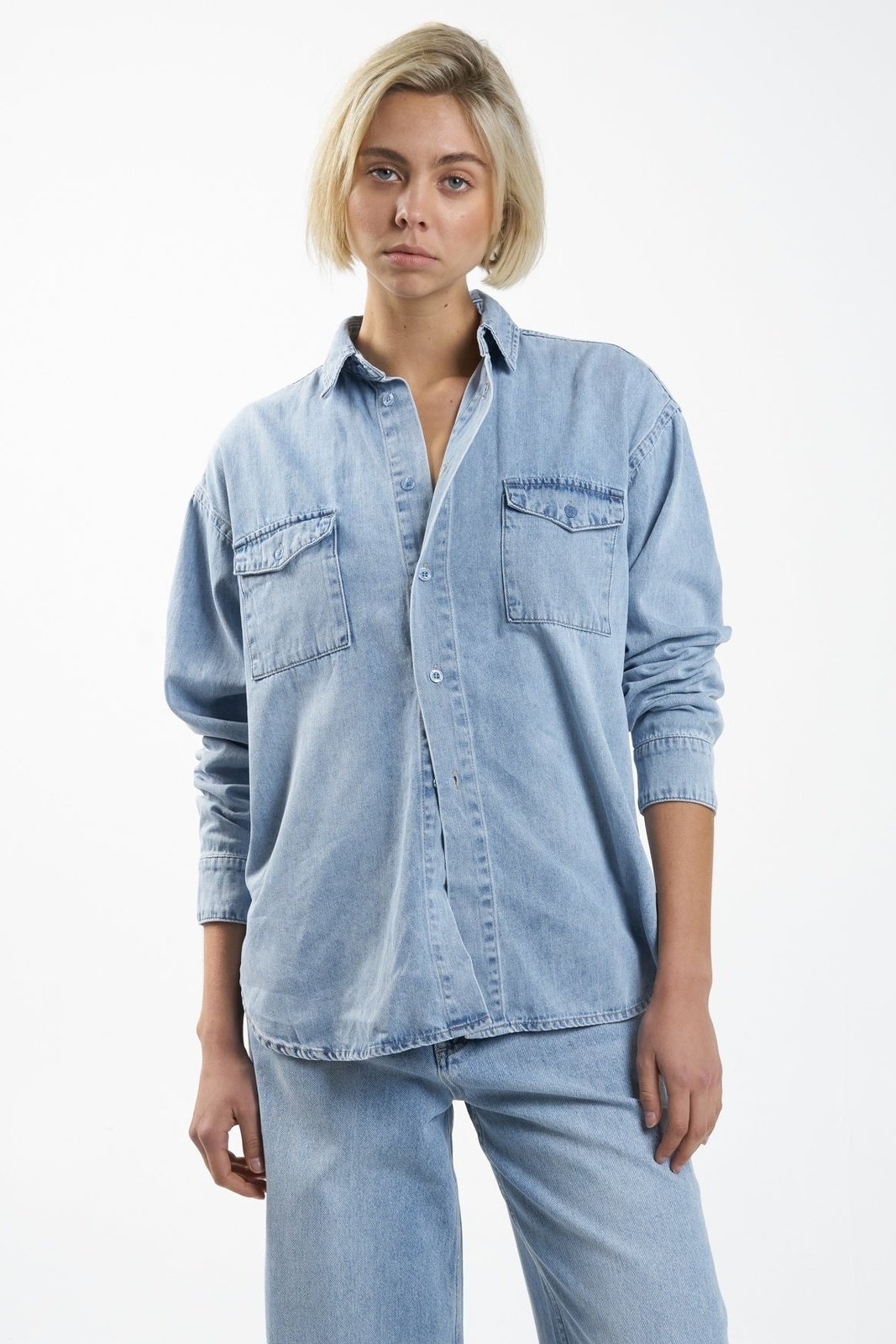 Thrills Adrian Denim Shirt- Endless Blue